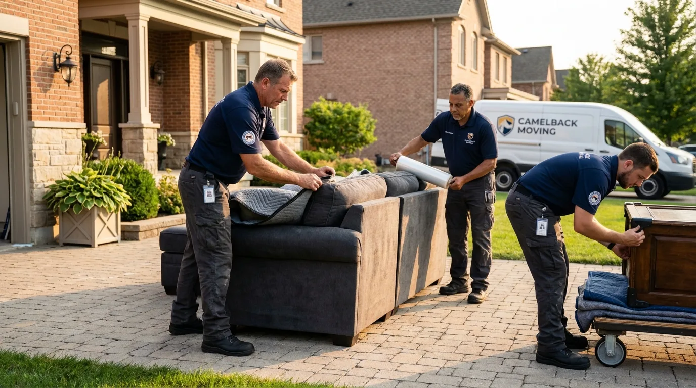 Large estate moving crew wrapping furniture in Perryville, AR