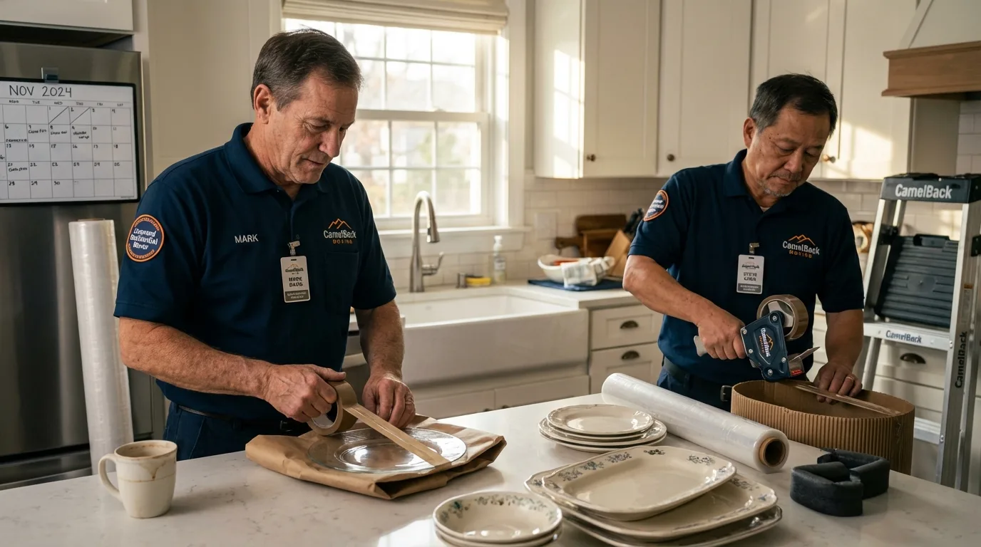Professional crew packing kitchen dishware in Perryville, AR